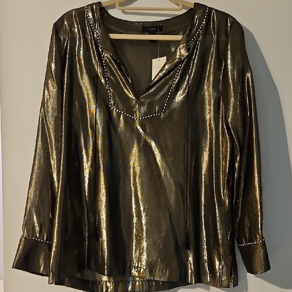 J. Crew Silk Metallic Tunic